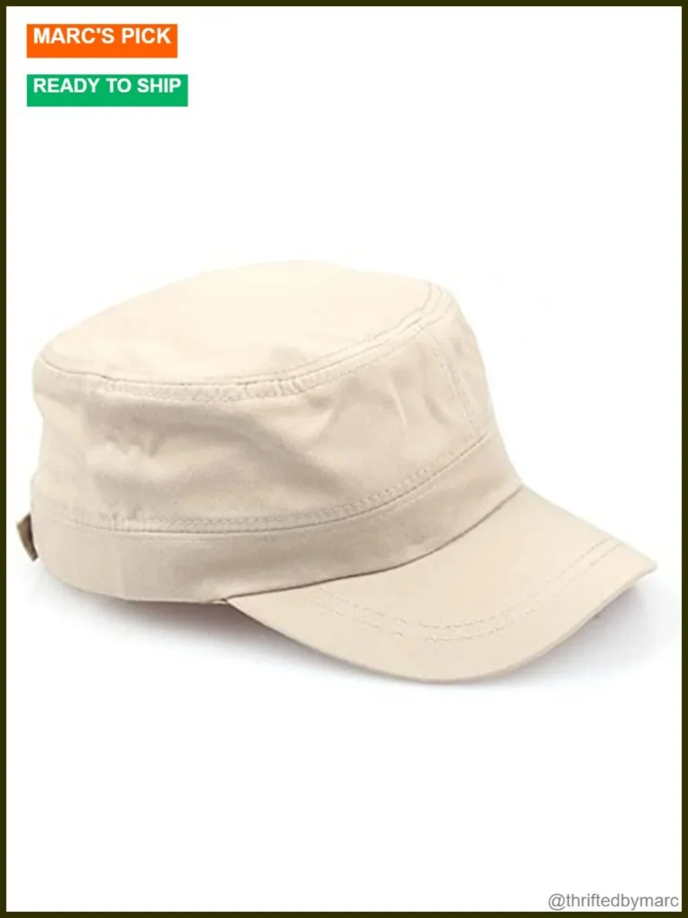 2 Pack Cotton Adjustable Military Cadet Caps for Men - Classic Flat Top